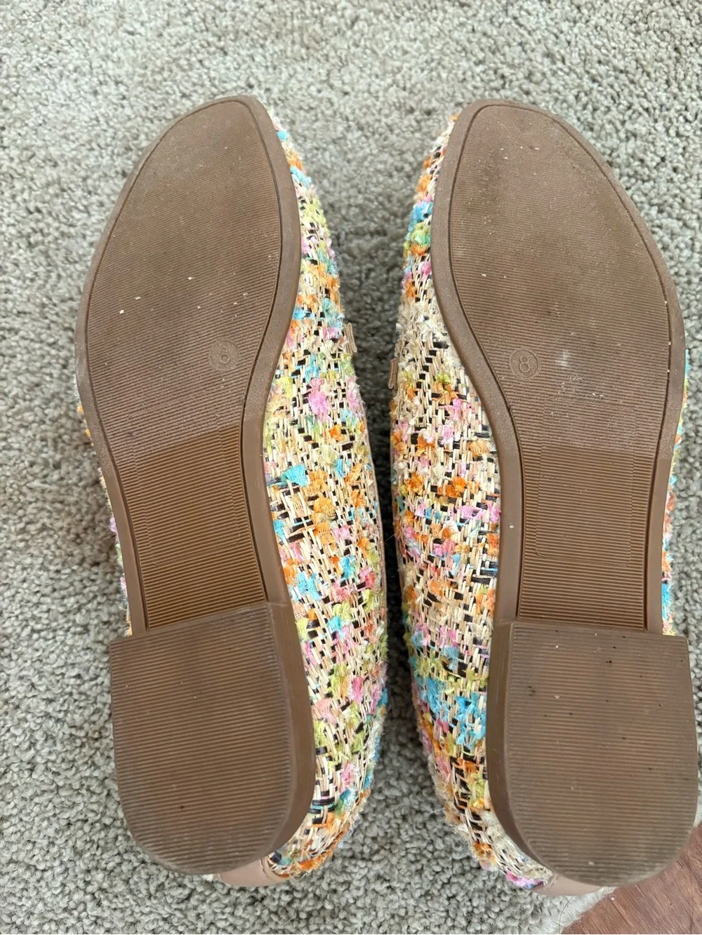 Multicolor Tweed Loafers with Gold Chain Trim Size 8 - Picture 6 of 6